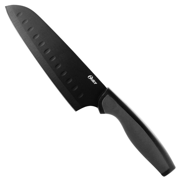 Oster Slice Craft 2 Piece Stainless Steel Santoku Knife Set in Black