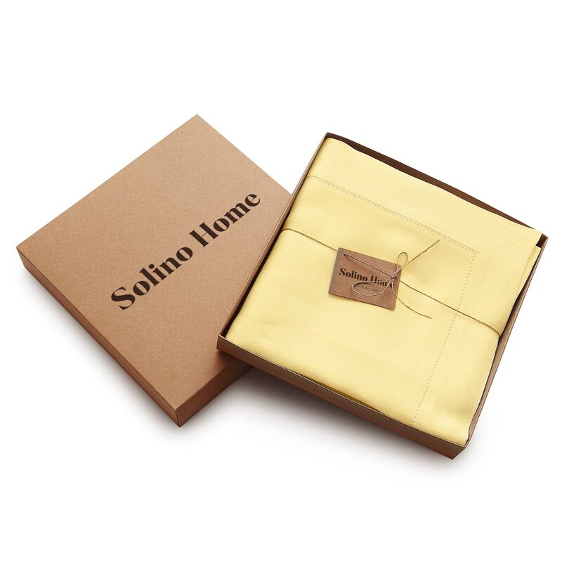 Solino Home Classic Hemstitch 100% Linen Tablecloth &ndash; Handcrafted, Machine Washable, Perfect for Holiday and Everyday Dining