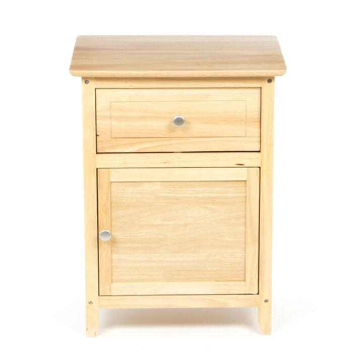 Wood Finish 1 Drawer Nightstand Cabinet for Bedroom Storage and Organization