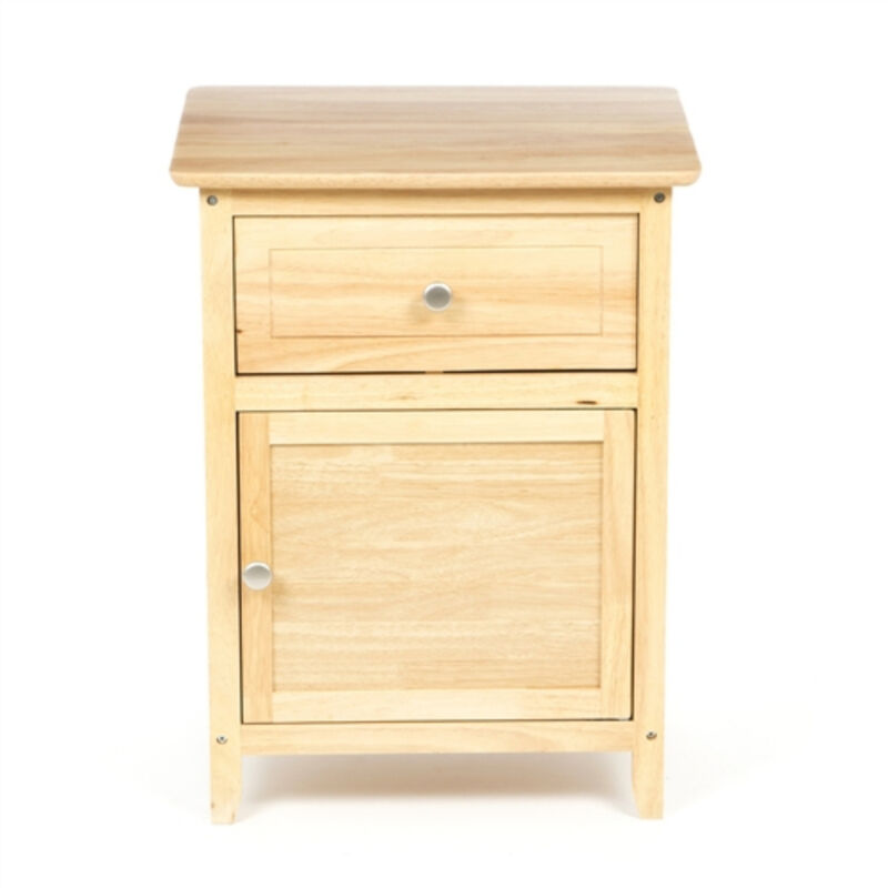 Wood Finish 1 Drawer Nightstand Cabinet for Bedroom Storage and Organization