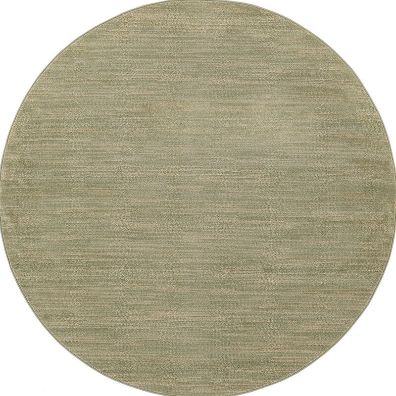HomeRoots 8' Green And Gold Round Abstract Indoor Outdoor Area Rug image number 0