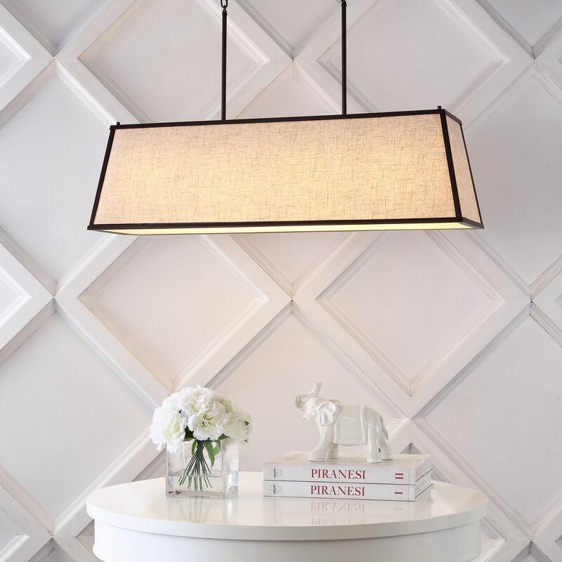 Crosby 4-Light Minimalist Industrial Trapezoidal Linen Iron Linear LED Pendant