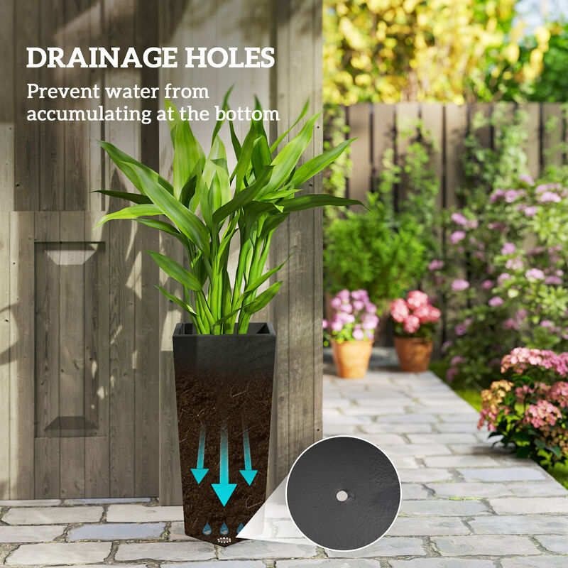Hivvago Set of 3 MgO Tall Planters with Drainage for Indoor & Outdoor image number 4