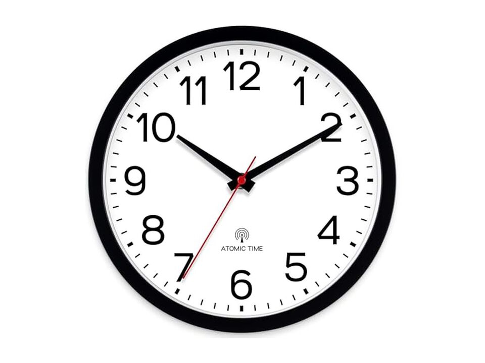 Atomic Black Wall Clock 14 Inch Battery Operated Living Room Decor