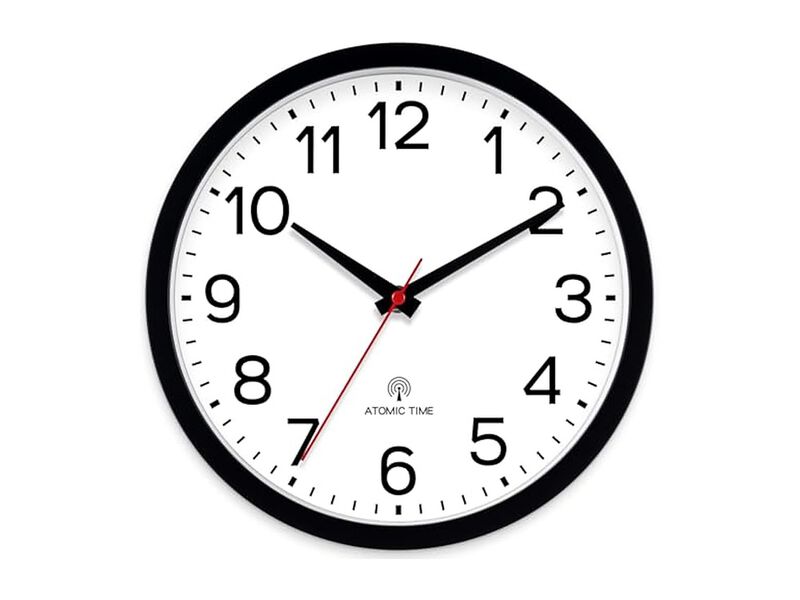 Atomic Black Wall Clock 14 Inch Battery Operated Living Room Decor image number 0