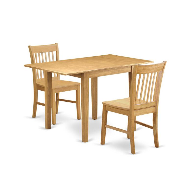 East West Furniture Dining Room 3-piece Set Oak