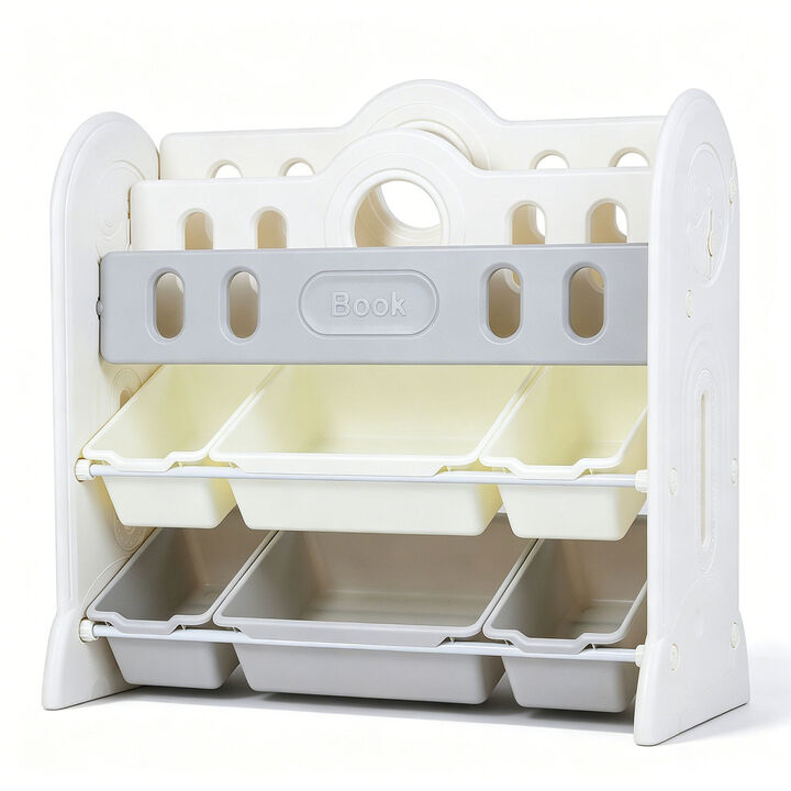 Toy Storage Organizer for Kids Bookshelf with 2 Front-Facing Racks Unit