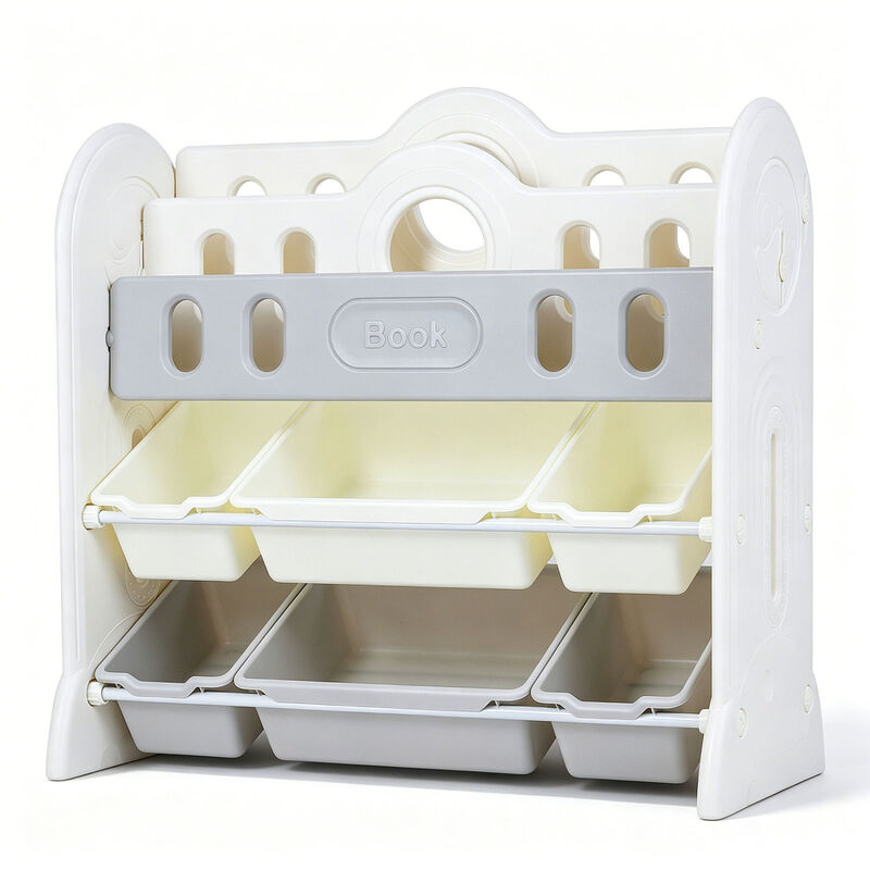 Toy Storage Organizer for Kids Bookshelf with 2 Front-Facing Racks Unit image number 0