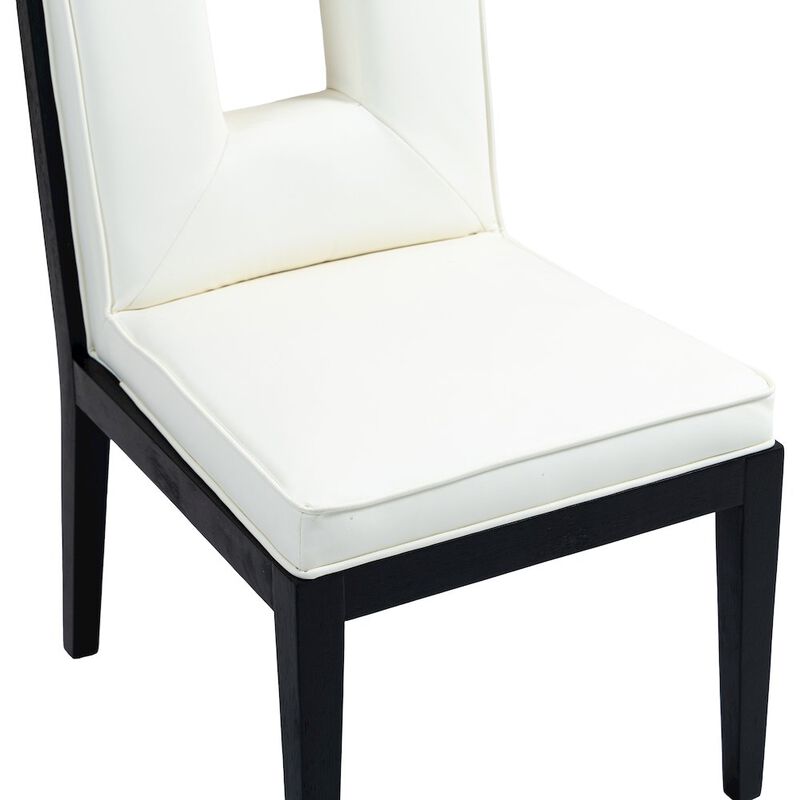 Meridian Furniture Gwendolyn Cream Vegan Leather Dining Side Chair, Set of 2