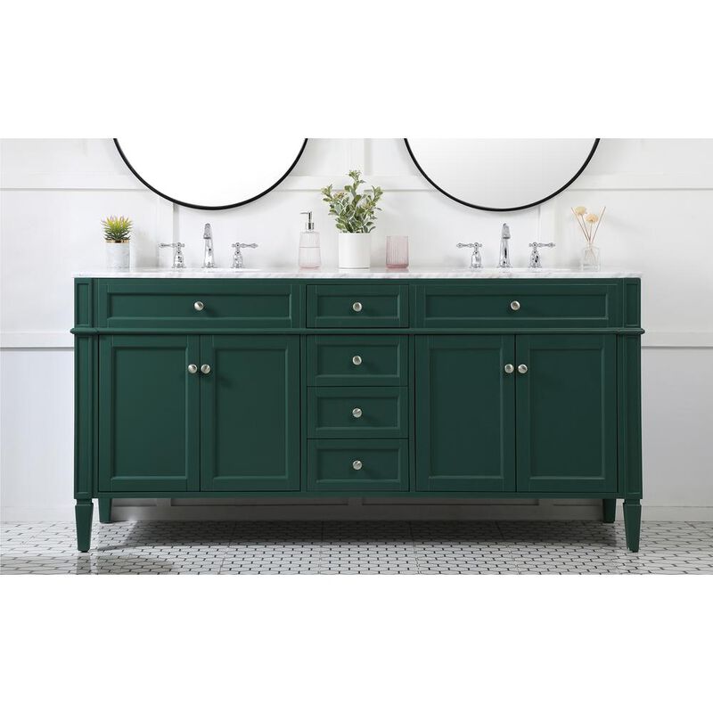 Elegant Kitchen and Bath 72 inch double bathroom vanity in green