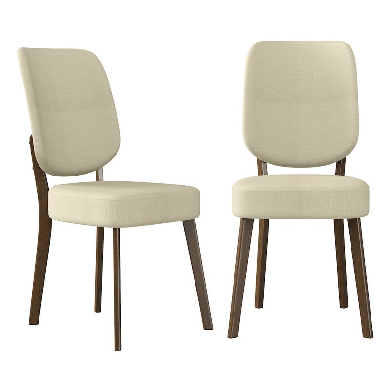 HL Home Furnishings Upholstered Oatmeal Tan Armless Dining Chairs (Set of 2)