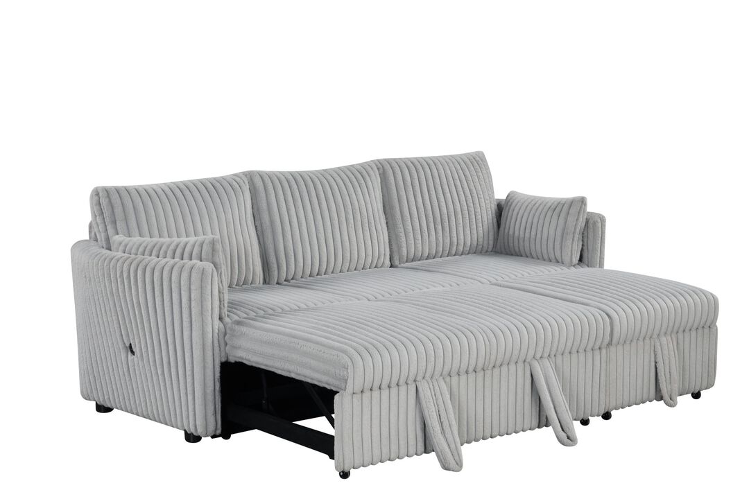 Convertible Sofa Bed with USB and Pillows Pullout Sleeper Sofa Couches 3-Seat Sofa for Living Room