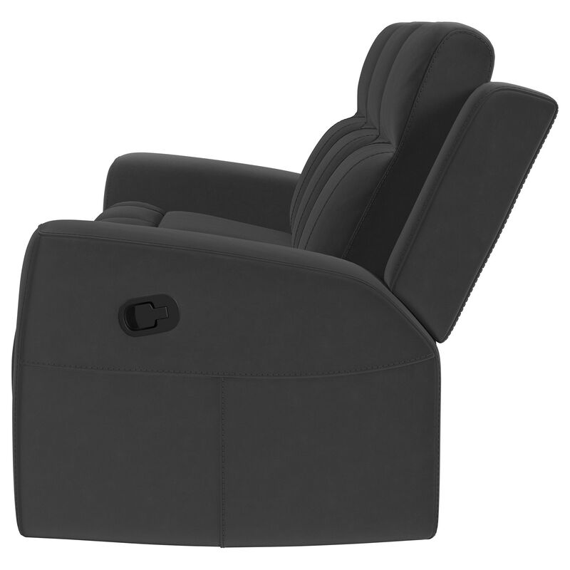 Krio Manual Recliner Sofa, 80 Inch, Modern Charcoal Gray Faux Leather