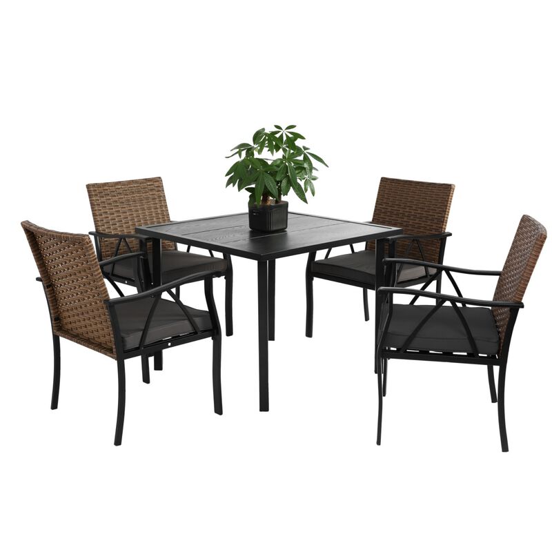 Fixtlu 5‑Piece Wicker Outdoor Patio Dining Set image number 7