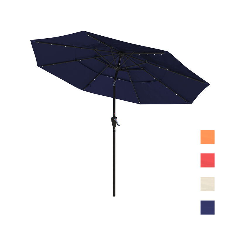 Mondawe 11 ft. Market Patio Umbrella 3-Tiers Crank and Tilt Outdoor Umbrella with LED Lights image number 0