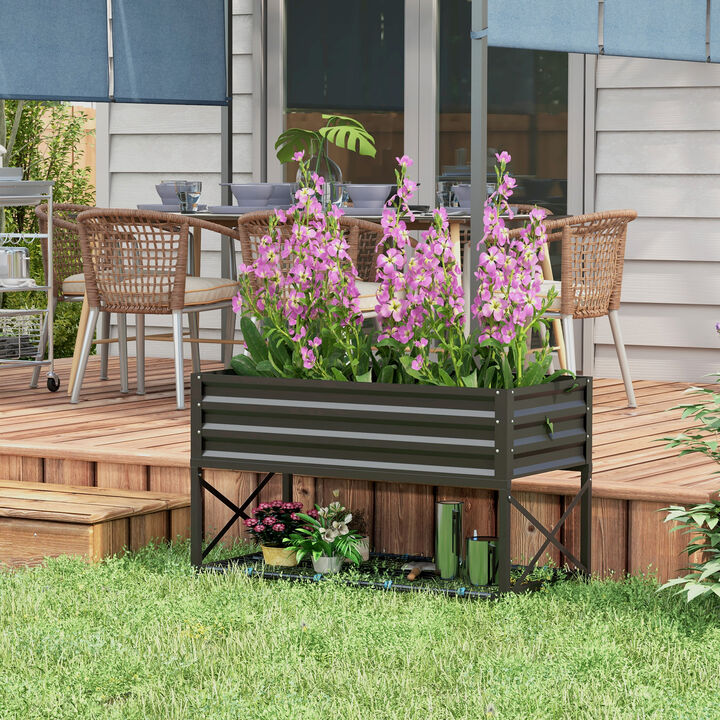 Hivvago Galvanized Garden Planter for Flowers and Herbs