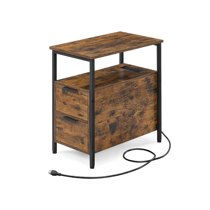 Side Table with Charging Station for Convenient Power Access and Modern Design