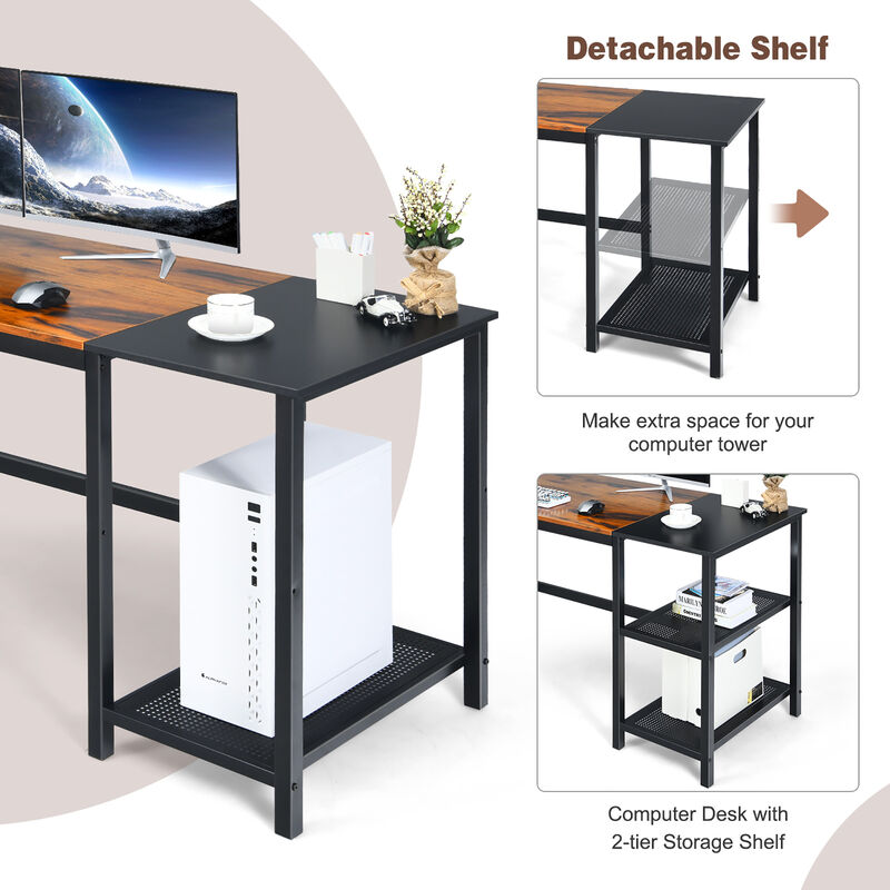 Costway 59''  Home Office Computer Desk Study Laptop Table Detachable Shelf