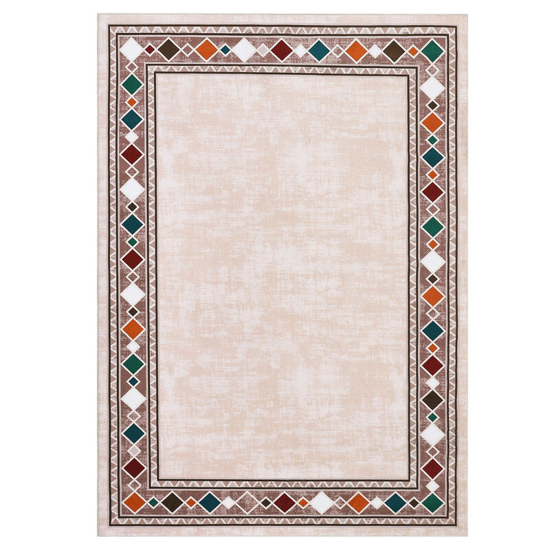 8X10 FT Washable Area Rugs Rugs for Living Room Bordered Rug Geometric Solid Rug Clearance Non Slip image number 0