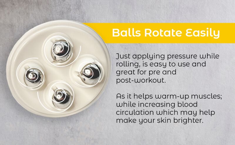 Rolling Body Massager. White, Stainless Steel. image number 4