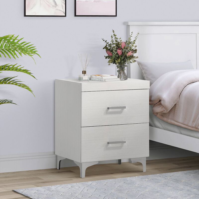 Plethoria Home White 2-drawer Nightstand