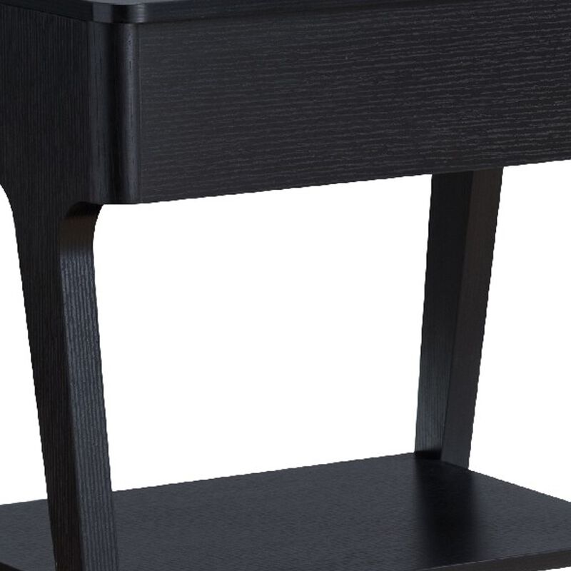 22 Inch Edward End Table with Lift Top and Bottom Shelf, Black