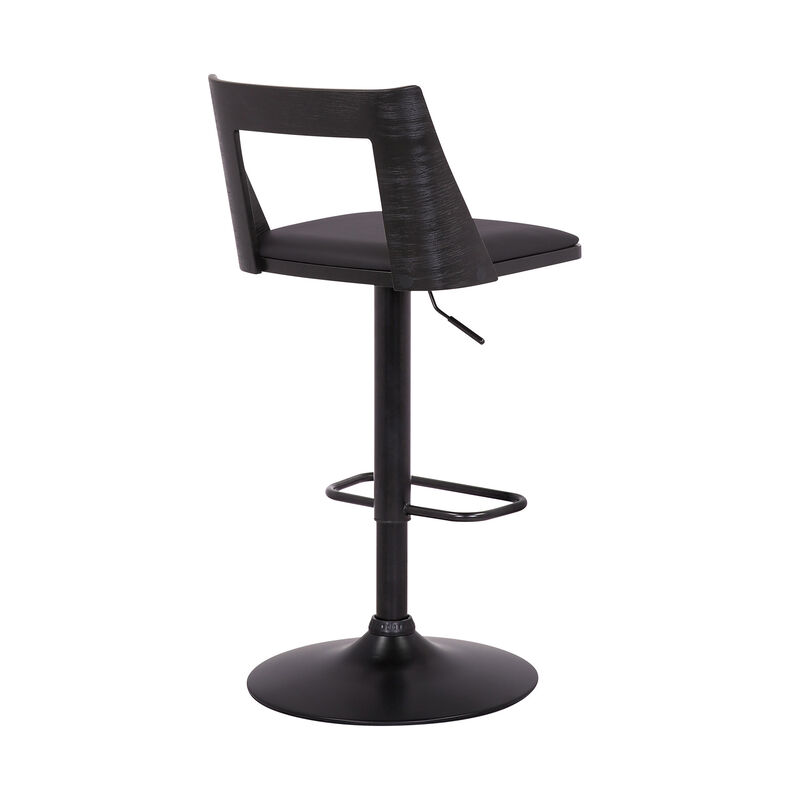 Hivvago 24 Inch Black Faux Leather And Iron Swivel Adjustable Height Bar Chair