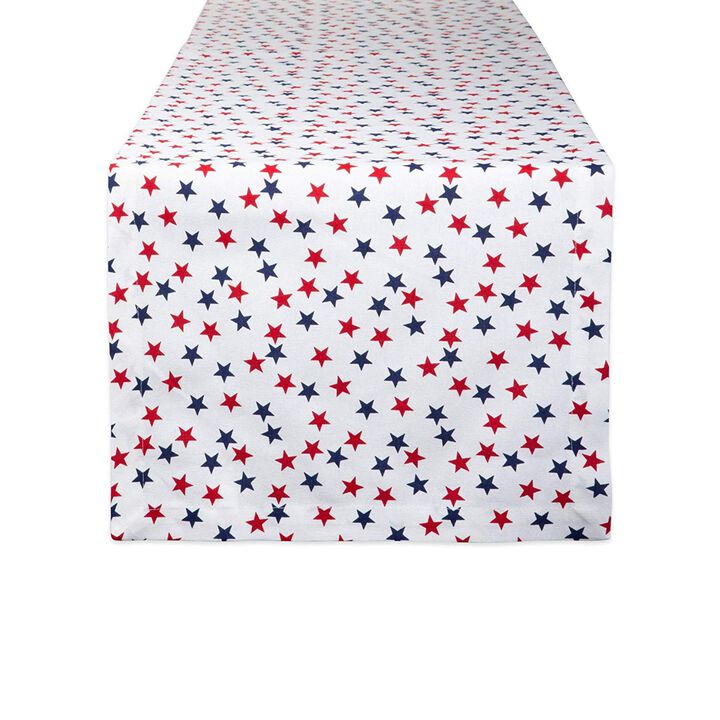 72" Red and Blue Americana Stars Printed Rectangular Table Runner