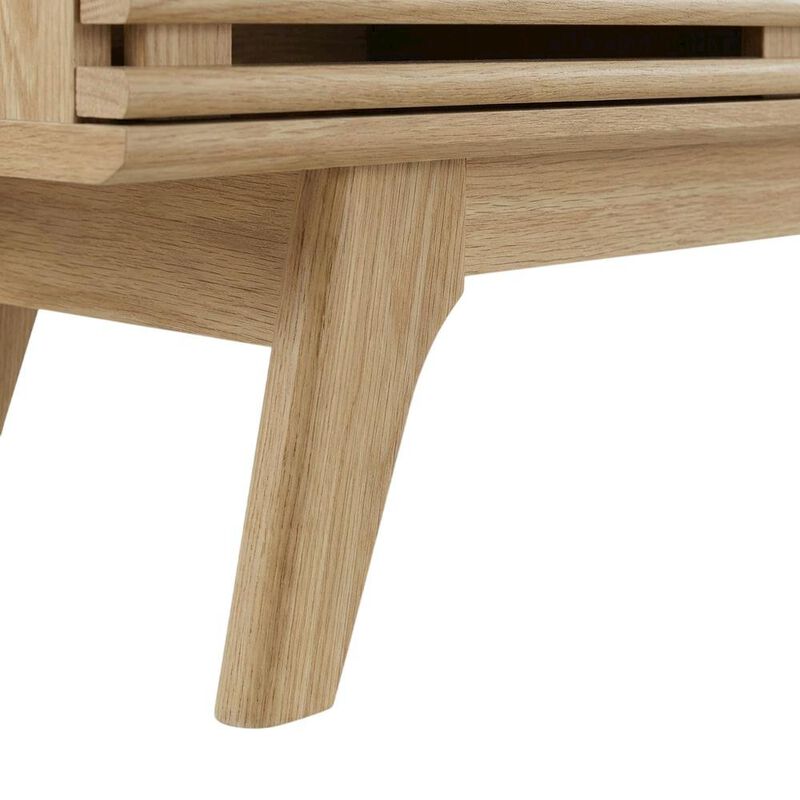 Brown wood entertainment center with spacious TV stand and sleek design image number 6