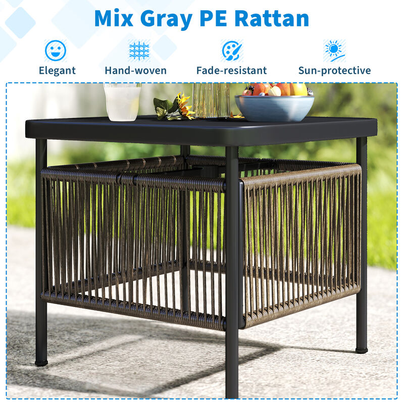 Outdoor Side Table with Built-in Umbrella Hole for Easy Shade-Black image number 6