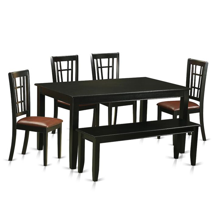 6 PC Kitchen nook Dining set - Kitchen Table and 4 Dining Chairs plus Bench