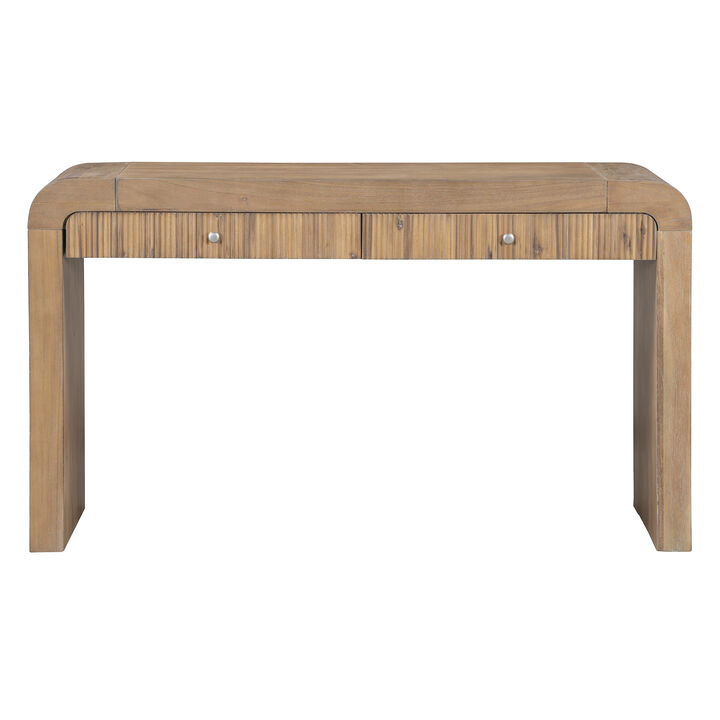 Merax Rustic Console Table with Fluted Drawer Front