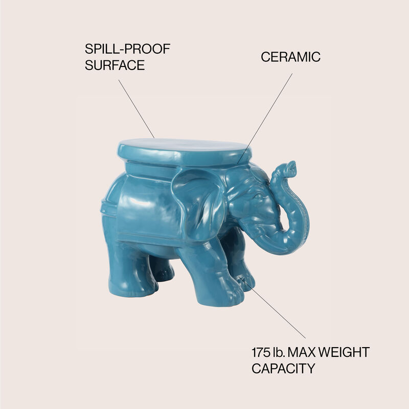 White Elephant Ceramic Garden Stool