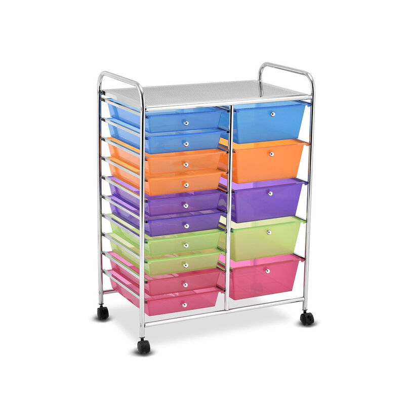 15-Drawer Utility Rolling Cart with Multi-Purpose Storage Drawers image number 0