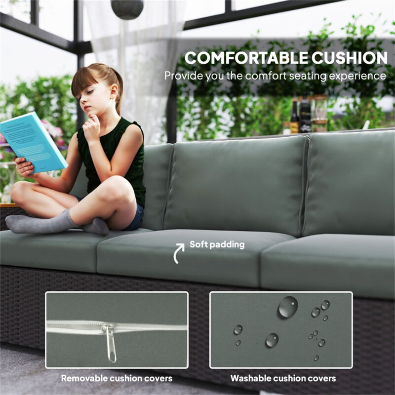 Rattan Three-Seat Sofa for Patio, Garden, or Balcony Lounge image number 3
