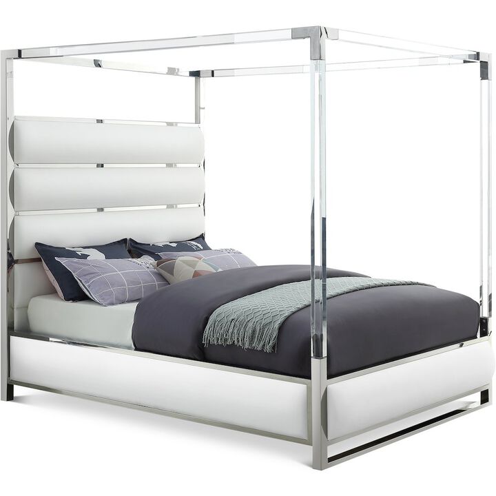 Meridian Furniture Encore White Vegan Leather Queen Bed