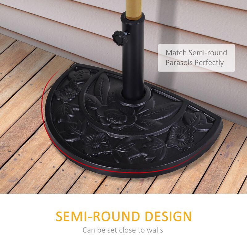 Black Umbrella Base: 20lbs Half Round Decorative Resin Stand