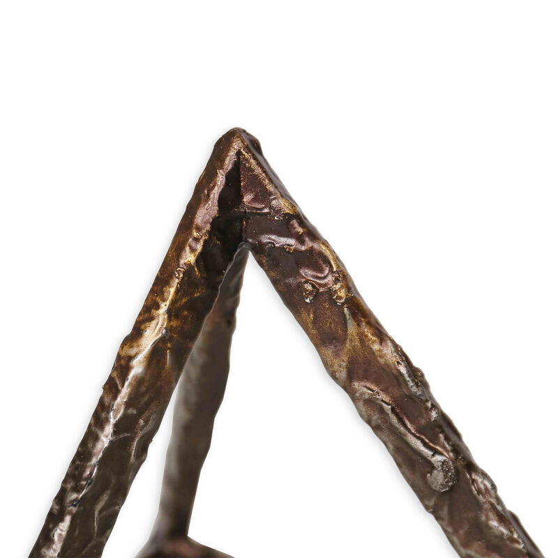 HomeRoots Set of Three Bronze Metal Pyramid Tabletop Sculptures image number 3