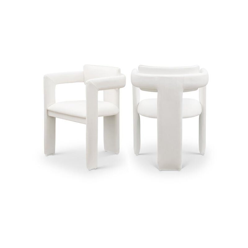 Meridian Furniture Brenda Cream Vegan Leather Dining Chair, Set of 2