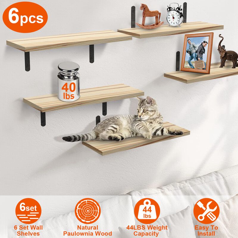 6 Sets Floating Shelves 15.74x5.74Inch Wall Mounted Shelves image number 4