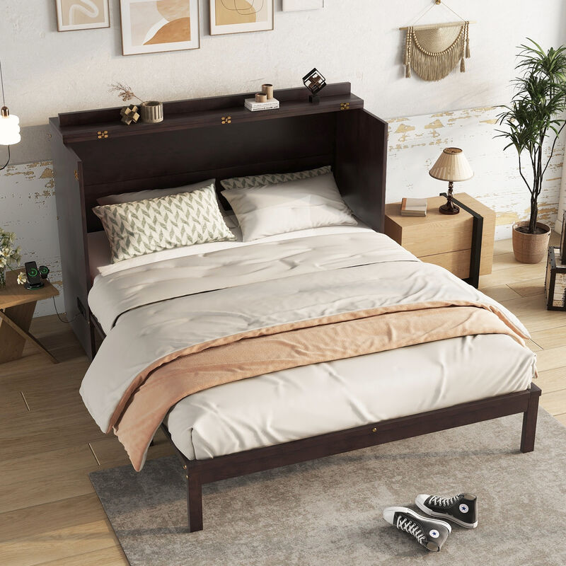 Queen Size Pine Wood Murphy Bed image number 2