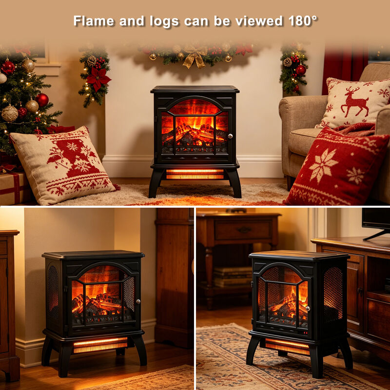 MONDAWE 18 Inch Antique Black 3D Infrared Electric Stove With Remote Control image number 5