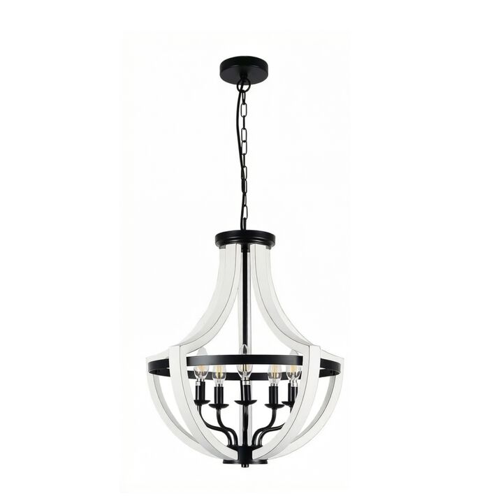 ELEMENT ACE 5-Light Modern Farmhouse Solid Wood Chandelier Dual Use Pendant & Flush Mount Ceiling Light Fixture for Dining Room Kitchen Island Living Room Foyer Entryway