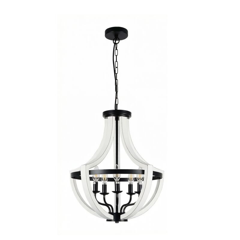ELEMENT ACE 5-Light Modern Farmhouse Solid Wood Chandelier Dual Use Pendant & Flush Mount Ceiling Light Fixture for Dining Room Kitchen Island Living Room Foyer Entryway image number 0