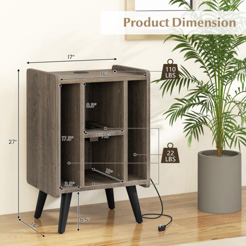 Hivvago Vinyl Record Storage Turntable Stand with 4 Open Shelves