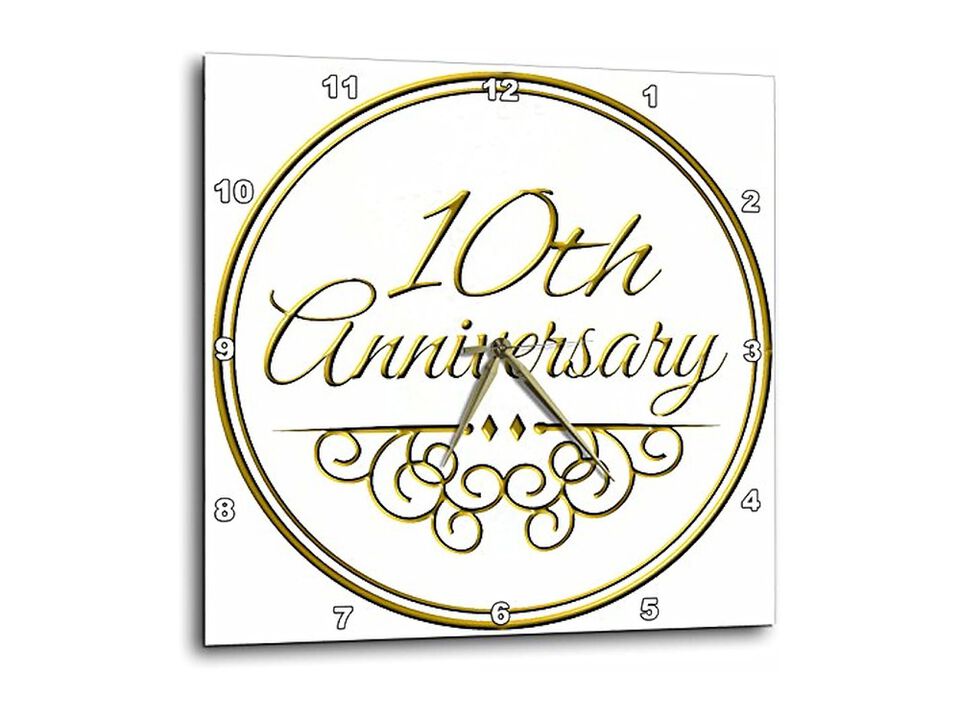 Gold Text Celebrating Wedding Wall Clock 10 Inch Home Decor
