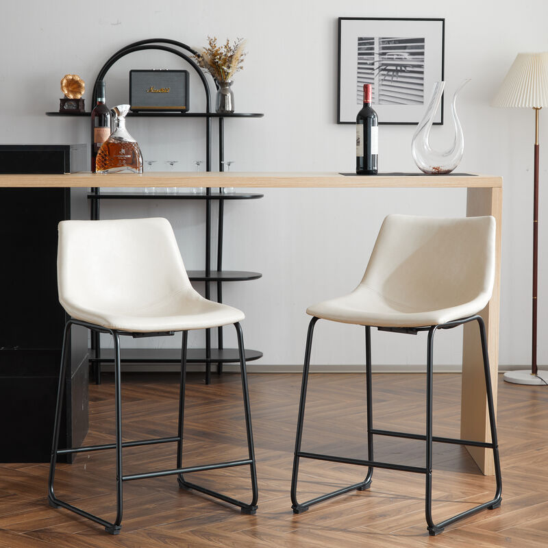 Christopher Knight Home Havelton Modern 24 Inch Faux Leather and Steel Frame Counter Stools (Set of 2)