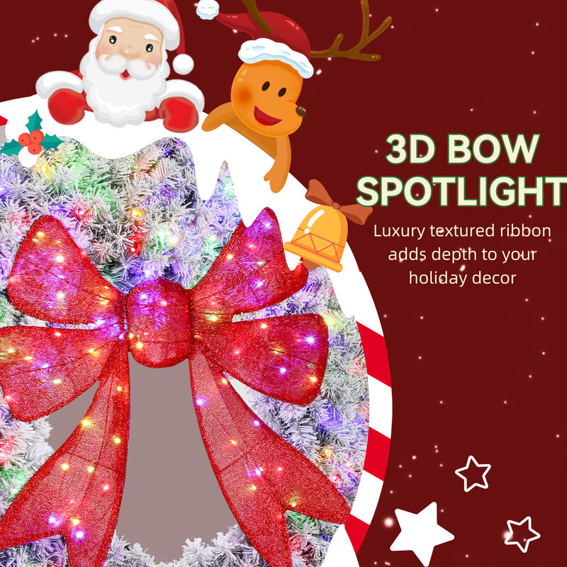 BreeBe 36 Inch Pre-Lit Christmas Wreath with Bow and Remote image number 5