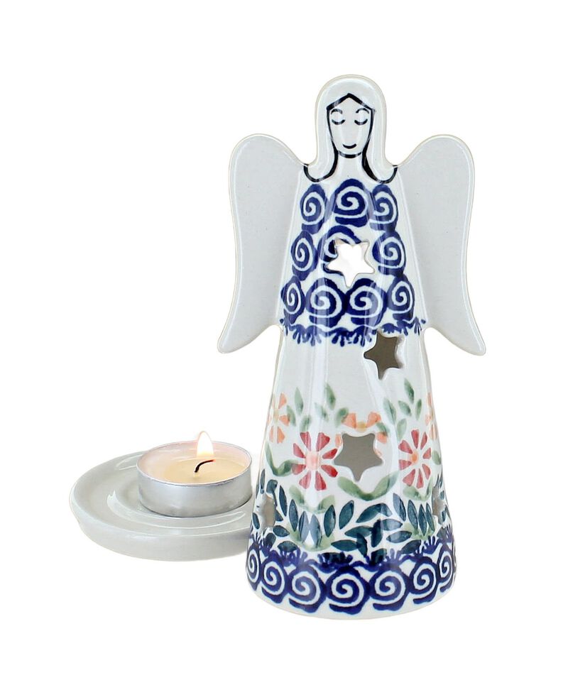 Blue Rose Polish Pottery Small Dots Small Angel Luminary