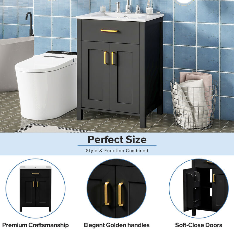 Merax 48" Modern Double Vanity Set with Dual Ceramic Sinks